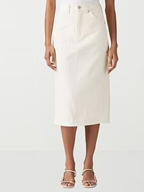 * Levi's Women's Mid-Rise Long Denim Back Slit Summer Skirt Cream Size 26